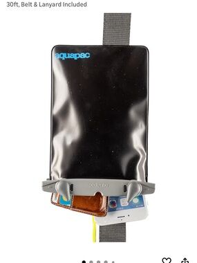 Aquapac Black Waterproof Phone and Valuable Case with Gray Seal and Blue Logo